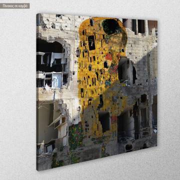 Canvas print A kiss in ruins reart (original Klimt G), reproduction 2