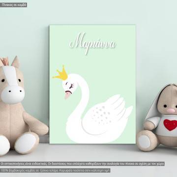 Kids canvas print Cute unicorn with name