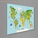 Πίνακας παιδικός σε καμβά Cartoon world map, EL, καμβάς τελαρωμένος κοντινό