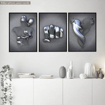 Stength 3d grayscale, poster, three panels