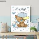 Kids canvas print Its a boy with bear and hat 