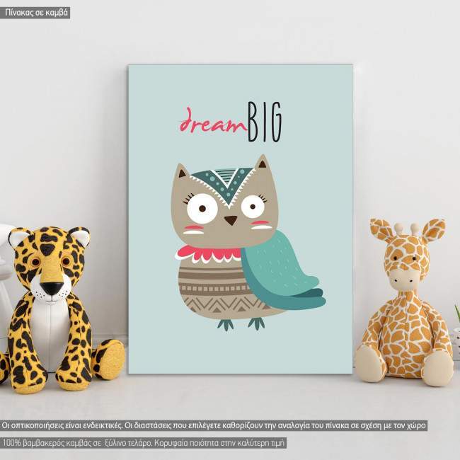 Kids canvas print Owl dream big