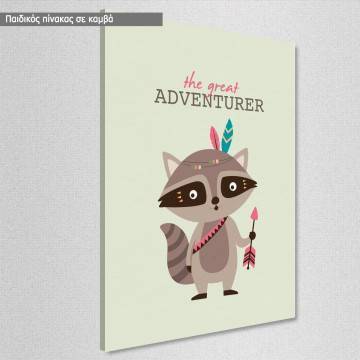Kids canvas print The great adventurer, with racoon 2