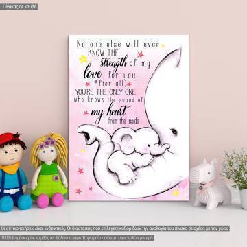 Canvas print little Elephant No one else will ever know... pink