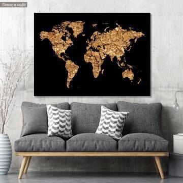 Πίνακας σε καμβά χάρτης παγκόσμιος, grunge I