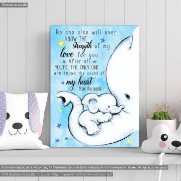 Canvas print little Elephant No one else will ever know... light blue