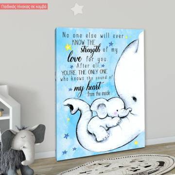 Canvas print little Elephant No one else will ever know... light blue 2