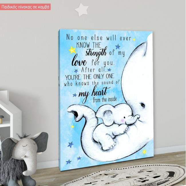 Canvas print little Elephant No one else will ever know... light blue