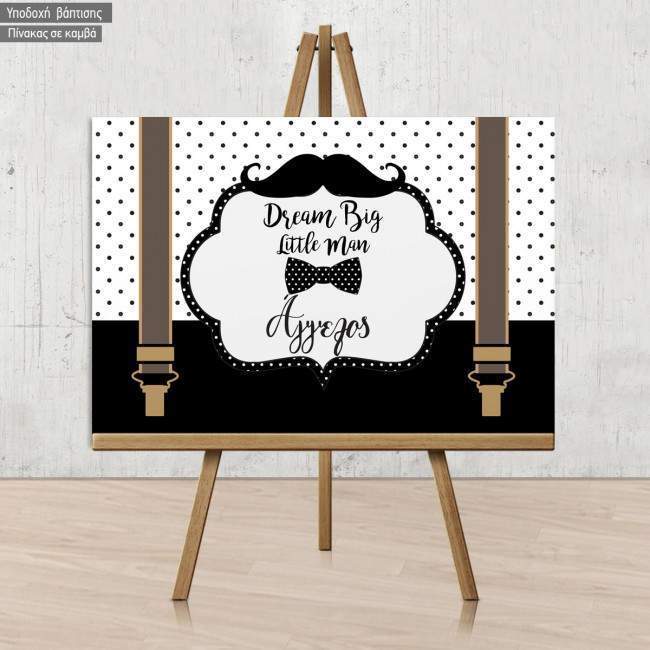 Canvas print Welcome to Baptism , Moustache Papillon suspenders