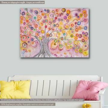 Kids canvas print Fairy Tree pink