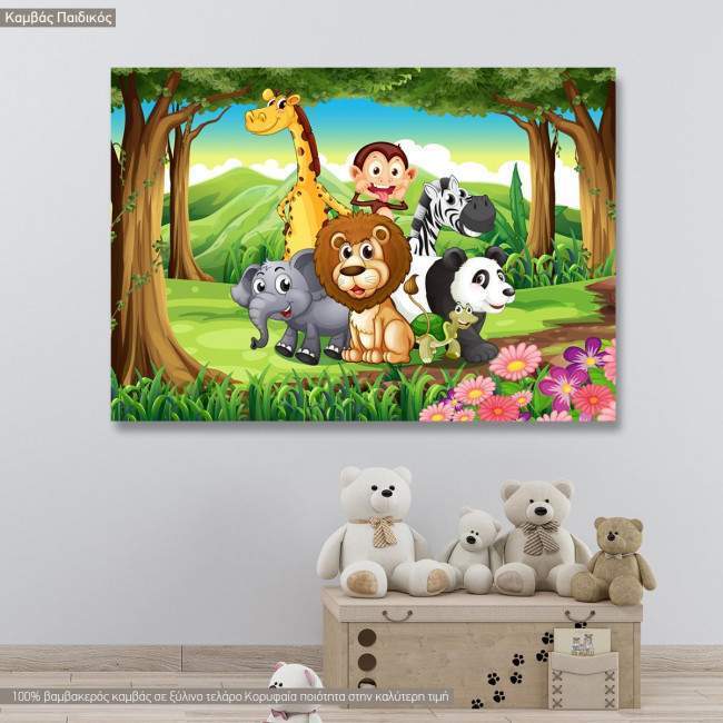 Kids canvas printAnimals at forest