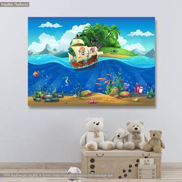 Kids canvas print Black pearl sailing