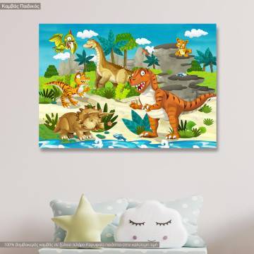 Kids canvas print The dinosaur land