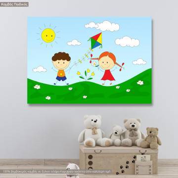 Kids canvas print A boy and a girl playing