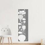 Wall stickers height measure Balloons in the night sky gray theme