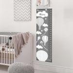 Wall stickers height measure Balloons in the night sky gray theme