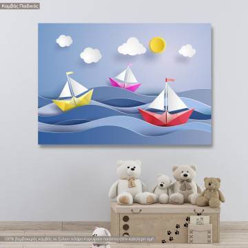 Kids canvas print Paper boats