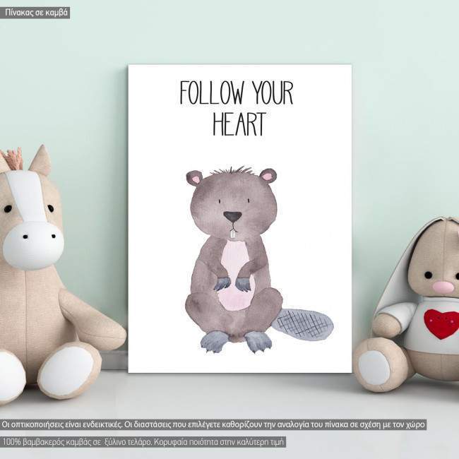 Kids canvas print Woodland animals, Beaver painted