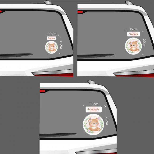 Baby car sticker watercolor baby bear personalized