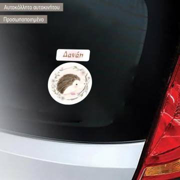 Baby car sticker watercolor baby Hedgehog personalized