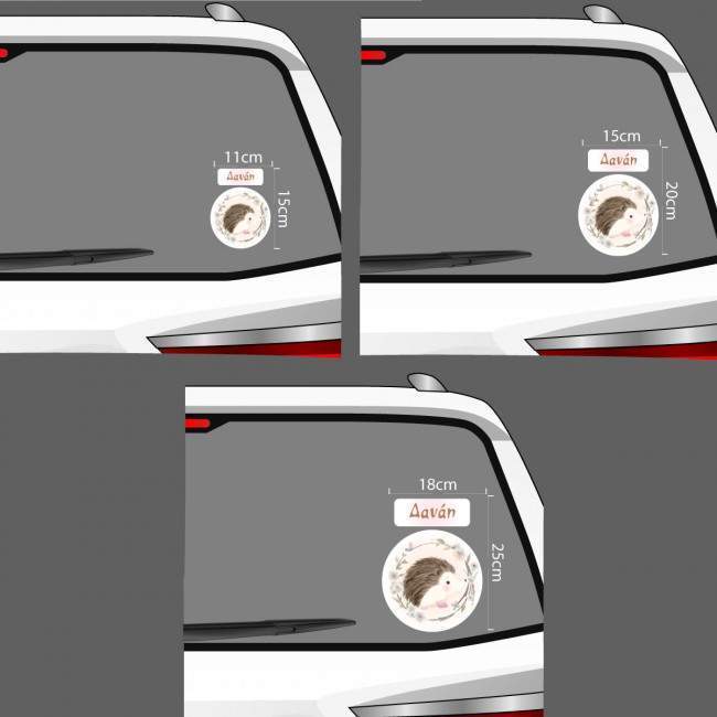 Baby car sticker watercolor baby Hedgehog personalized