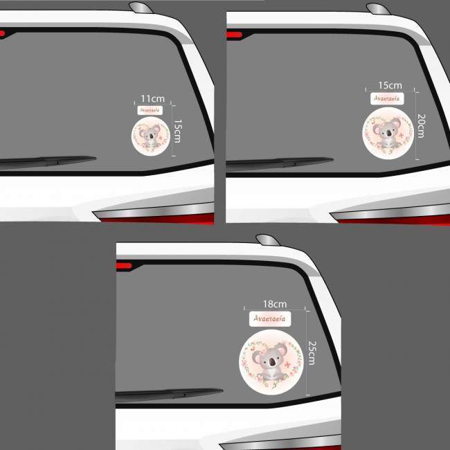 Baby car sticker watercolor baby Koala personalized