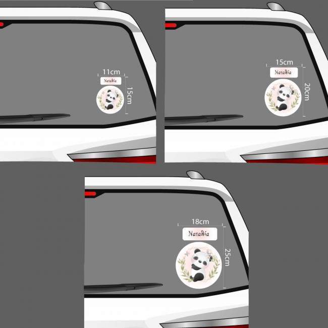Baby car sticker watercolor baby Panda personalized