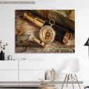Canvas print Vintage compass telescope and map