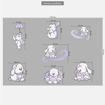 Kids wall stickers Mauve bunnies, large set 2