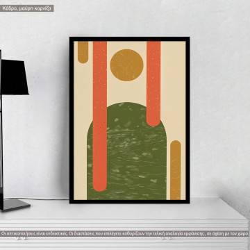 Orange, green, brown shapes, poster