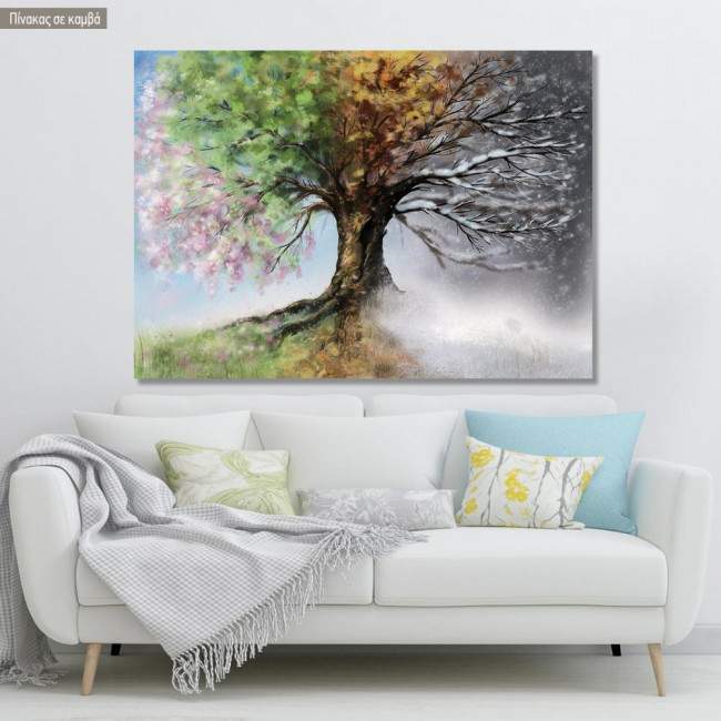 Πίνακας σε καμβά προσφορά 90x60 cm Δέντρο εποχές, Four season tree
