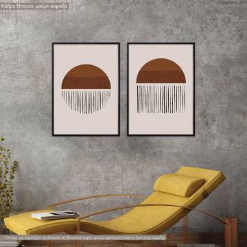 In semicircles, αφίσα, κάδρο, δίπτυχο, κάδρο, μαύρη κορνίζα, μακρινό