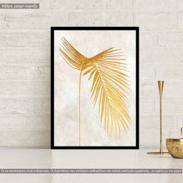 Leaves in gold I, κάδρο, μαύρη κορνίζα