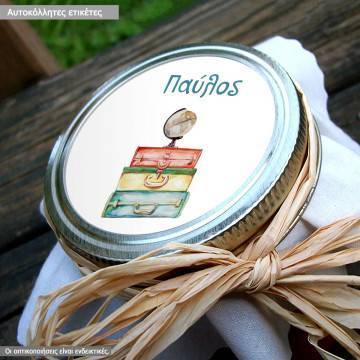 Sticker labels Name Suitcases with the globe