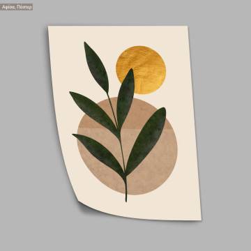 Gold sun, olive leaves Ι, κάδρο, μαύρη κορνίζα 2