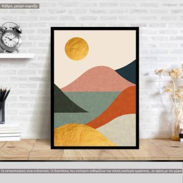 Golden sun over lake, poster