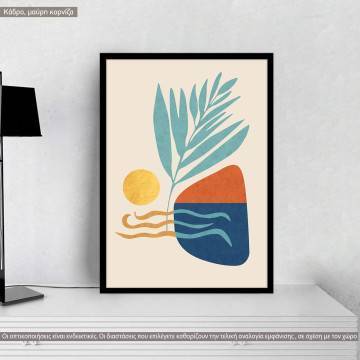 Golden sun with island, poster