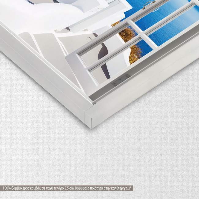 Canvas print Window Santorini view