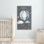 Wall stickers height measure Airballoon and stars watercolor