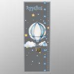 Wall stickers height measure Airballoon and stars watercolor
