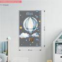 Wall stickers height measure Airballoon and stars watercolor