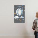 Wall stickers height measure Airballoon and stars watercolor