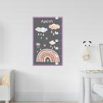 Wall stickers height measure Rainbow watercolor