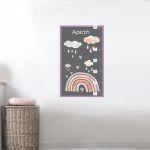 Wall stickers height measure Rainbow watercolor