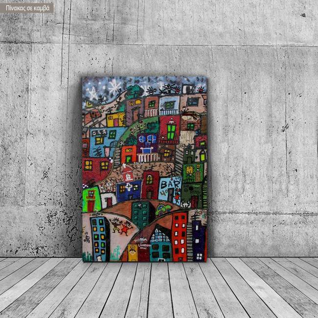Πίνακας σε καμβά αστικό τοπίο, Paysage urbain vertical