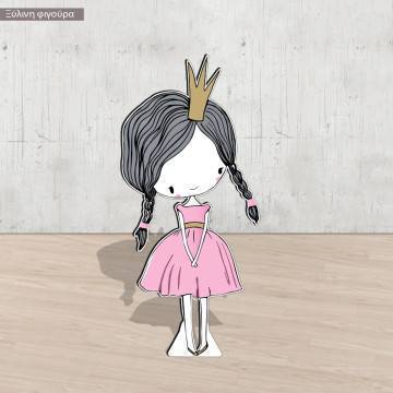 Pink Princess ξύλινη φιγούρα εκτυπωμένη