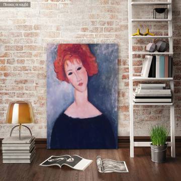 Πίνακας ζωγραφικής Lady with red hair, Amedeo Modigliani, αντίγραφο σε καμβά
