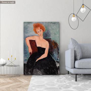 Πίνακας ζωγραφικής Redheaded girl in evening dress, Amedeo Modigliani, αντίγραφο σε καμβά