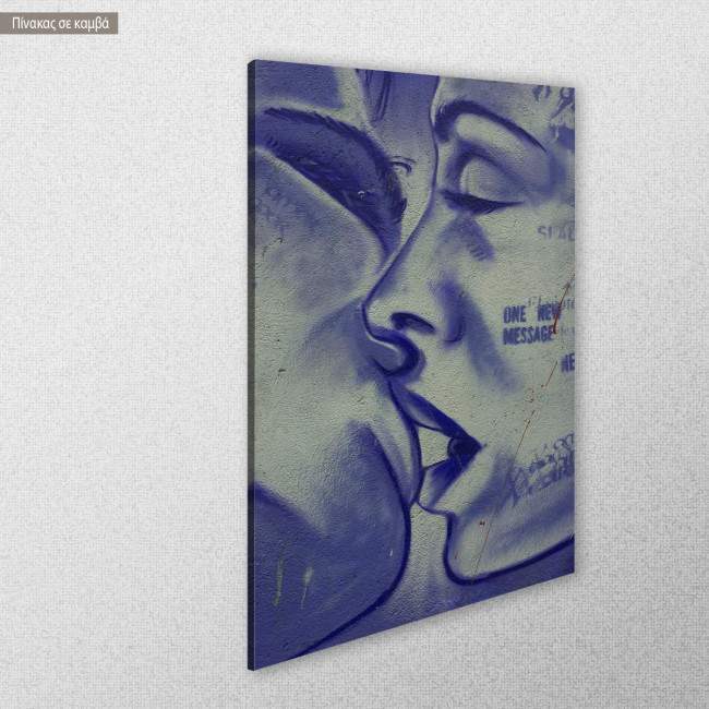 Πίνακας σε καμβά Street wall kiss, κοντινό
