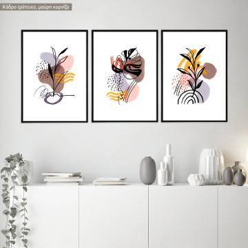 Minimalintense floral art I, αφίσα, κάδρο, τρίπτυχο